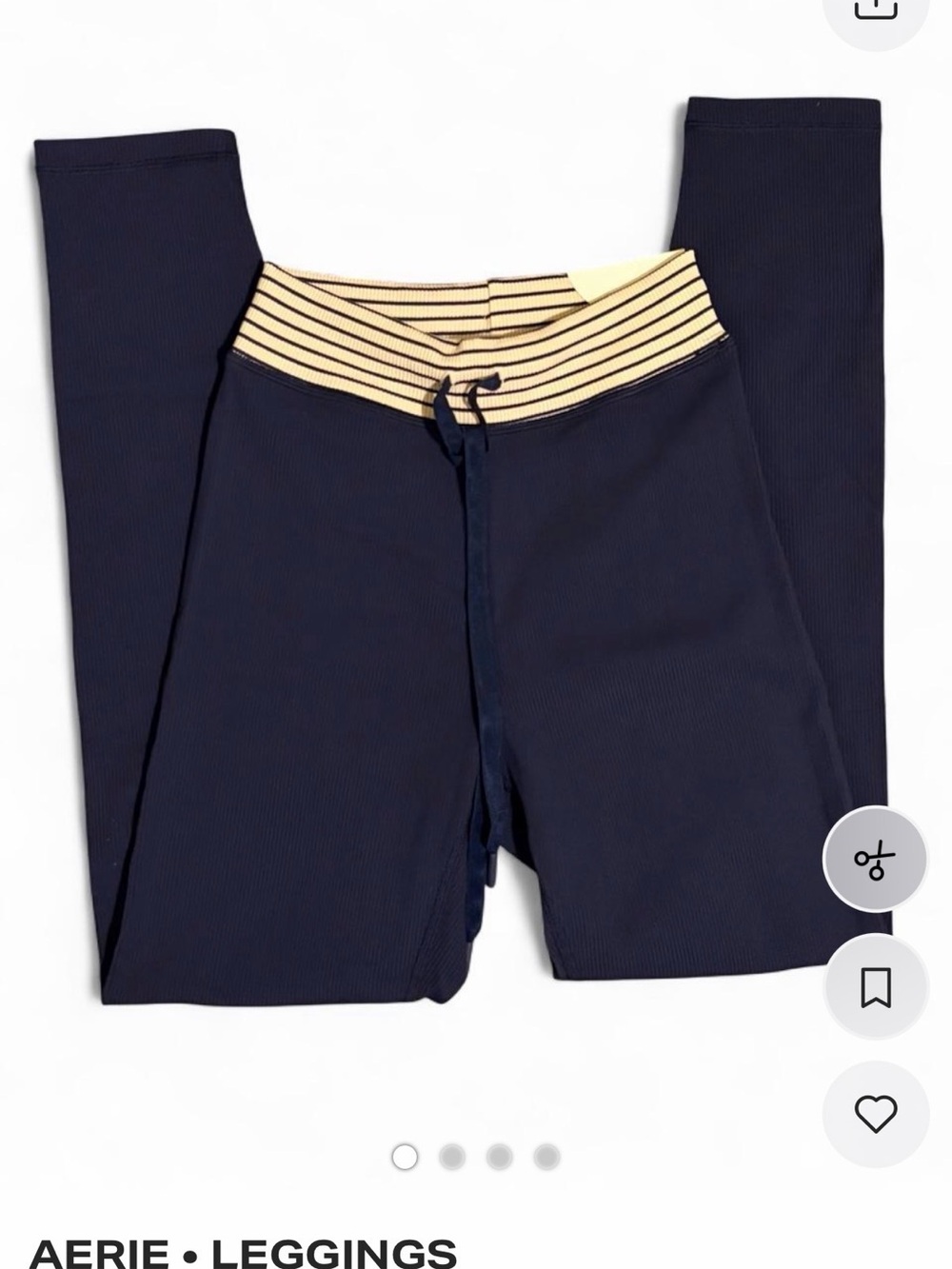 Offline by Aerie Leggings in Blue & Cream Stripes Size Medium